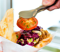 Pita with salad available at Bridge Doner